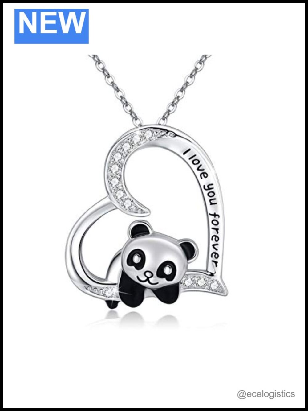 925 Sterling Silver Panda Heart Pendant Necklace Women Jewelry Forever Gift